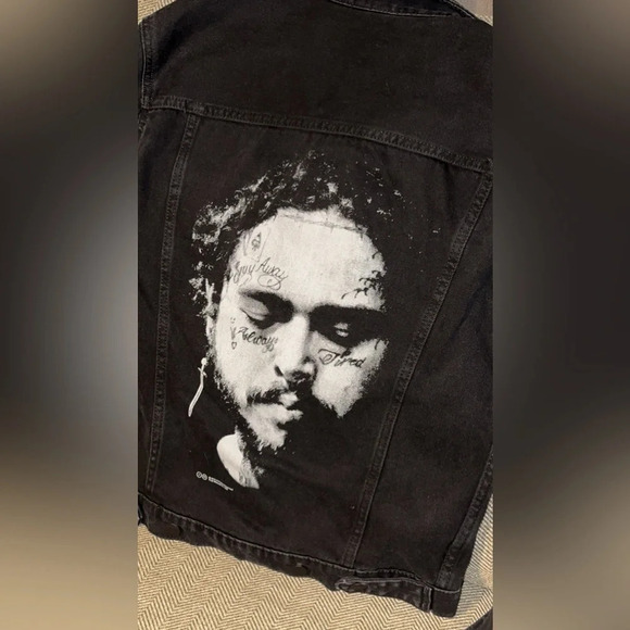 HTF! Rare Post Malone Black Denim Jacket Coat Button w/pockets Size XS - Picture 1 of 4